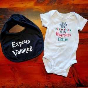 Harry Potter graphic onsie and bib